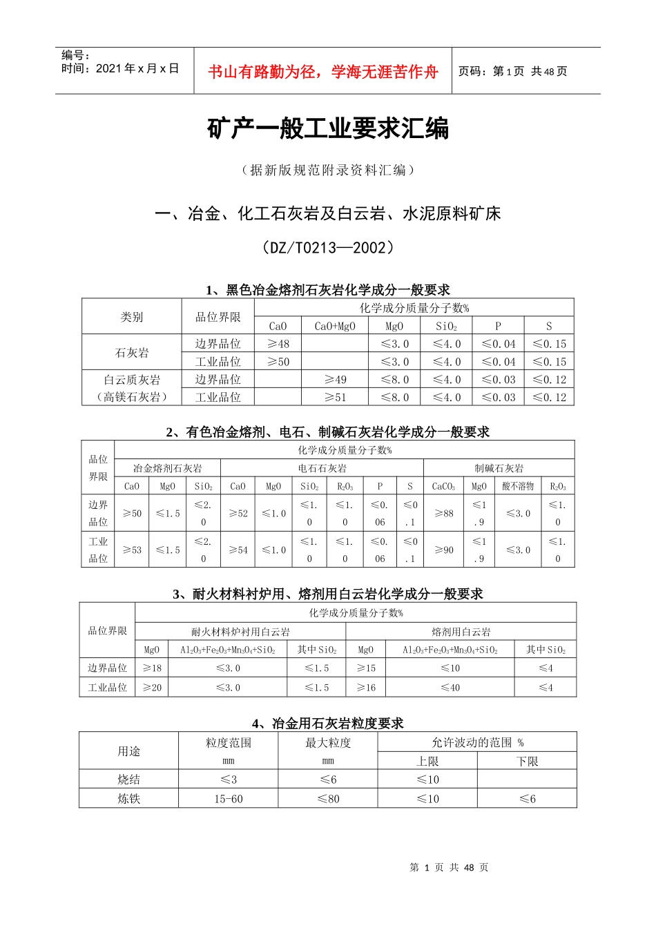 矿产一般工业要求汇编_第1页