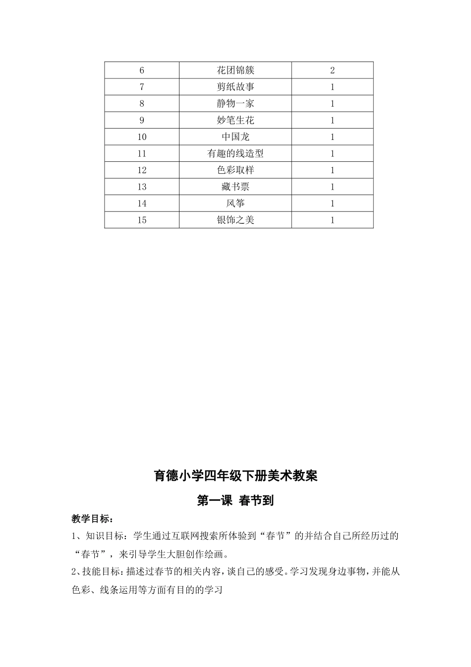 2015湘教版四年级美术下册教学计划和教案_第3页