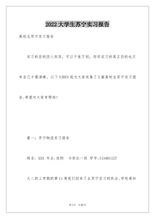 2024大学生苏宁实习报告