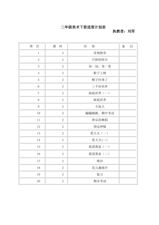二年级美术下册进度计划表