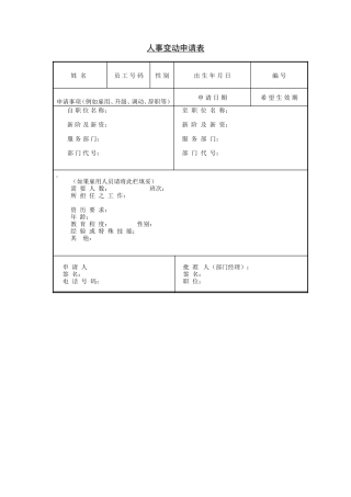 人事变动申请表