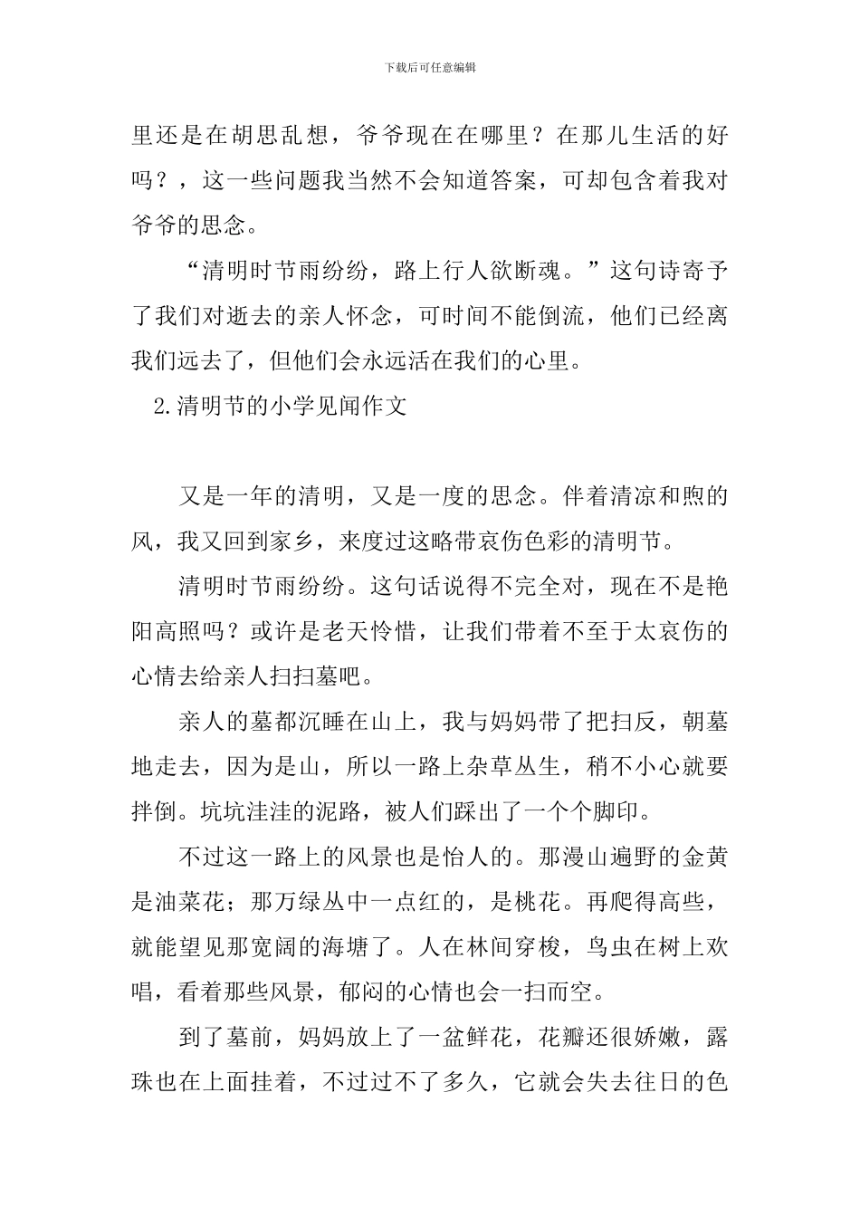 清明节的小学见闻作文_第2页