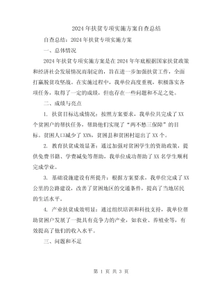 2024年扶贫专项实施方案自查总结 