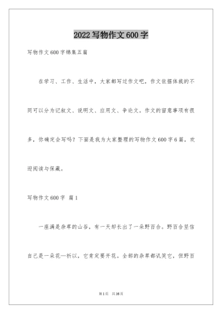 2024写物作文600字_29