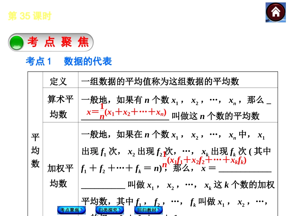 【2014中考复习方案】（人教版）中考数学复习权威课件（考点聚焦+归类探究+回归教材）：35数据的整理与分析（22张，含13年试题）_第3页