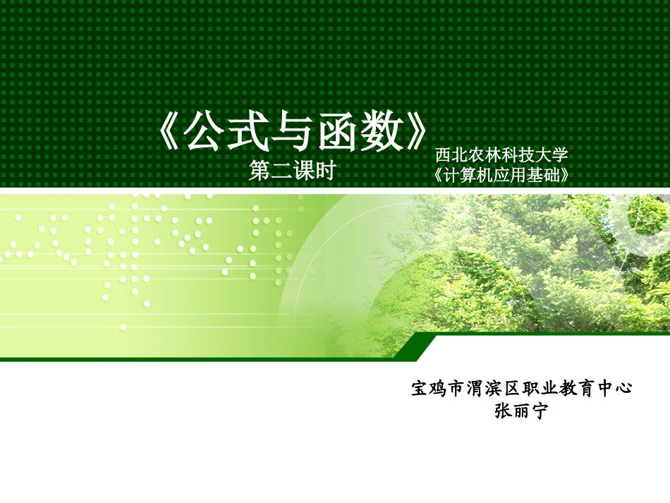 公式与函数49说课_第1页