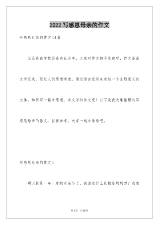 2024写感恩母亲的作文