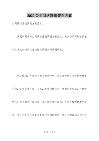 2024公司网络营销策划方案