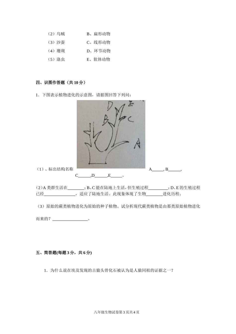 八年级生物第二次月考_第3页