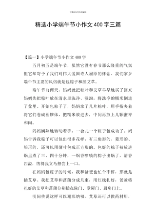 精选小学端午节小作文400字三篇