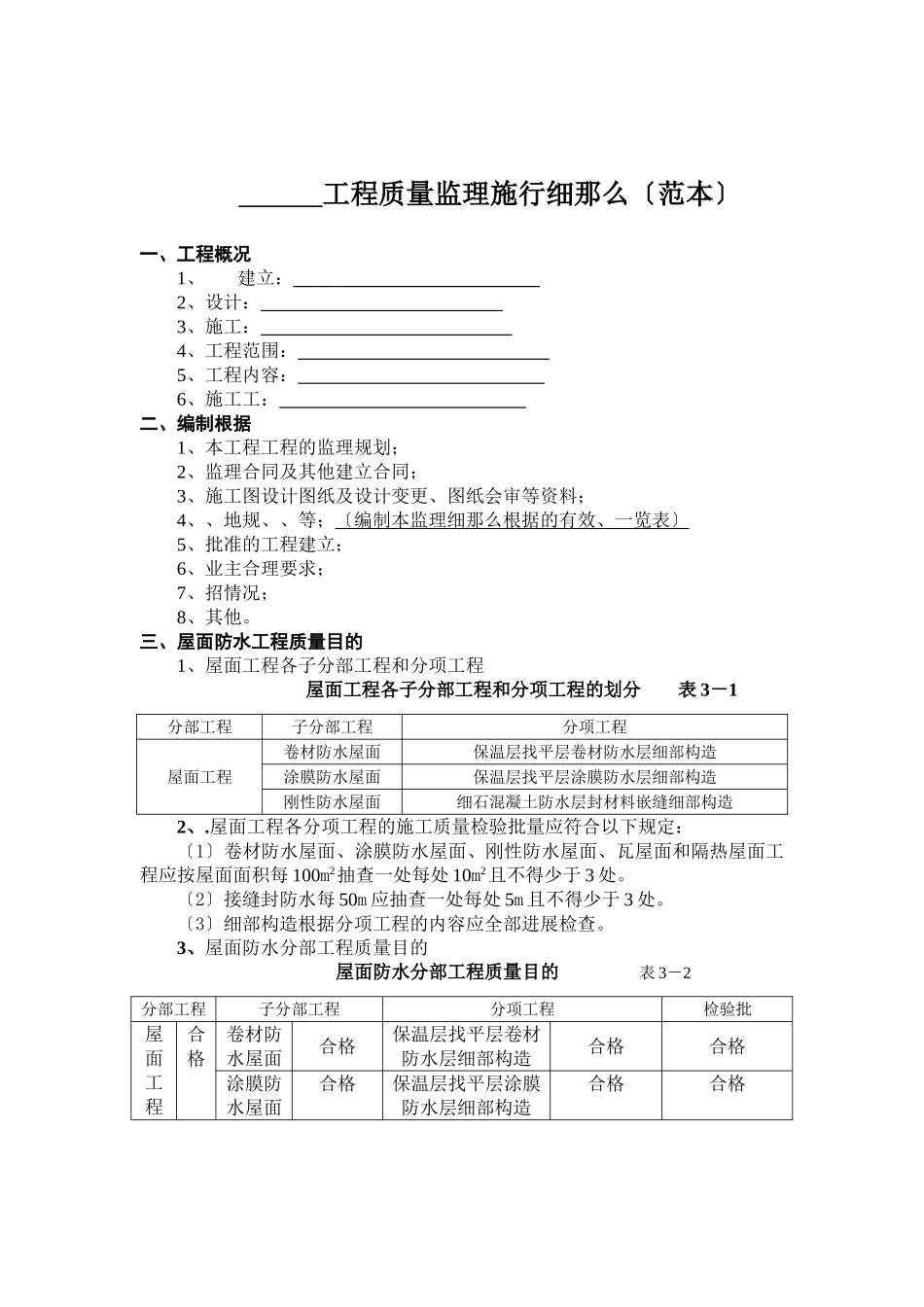 建筑屋面防水工程质量监理实施细则_第1页