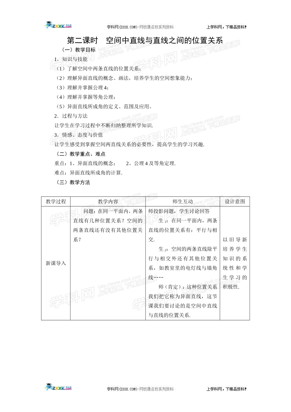 空间直线与直线之间的位置关系_第1页