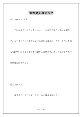 2024夏天真热作文