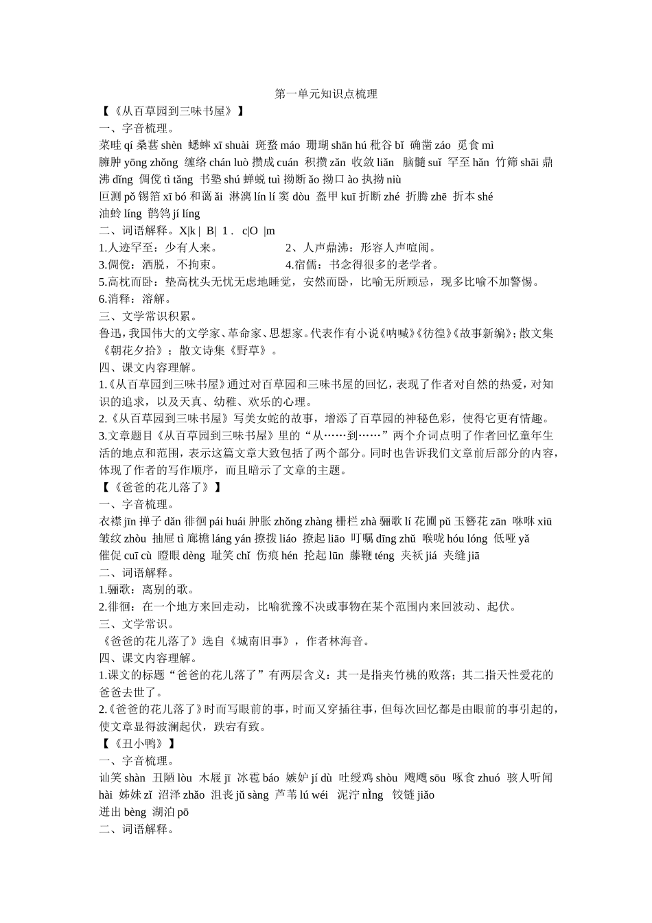 七年级下册第一单元知识点梳理_第1页