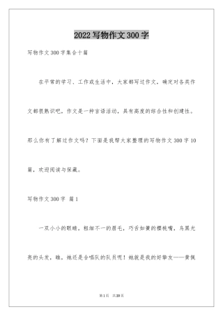 2024写物作文300字_201