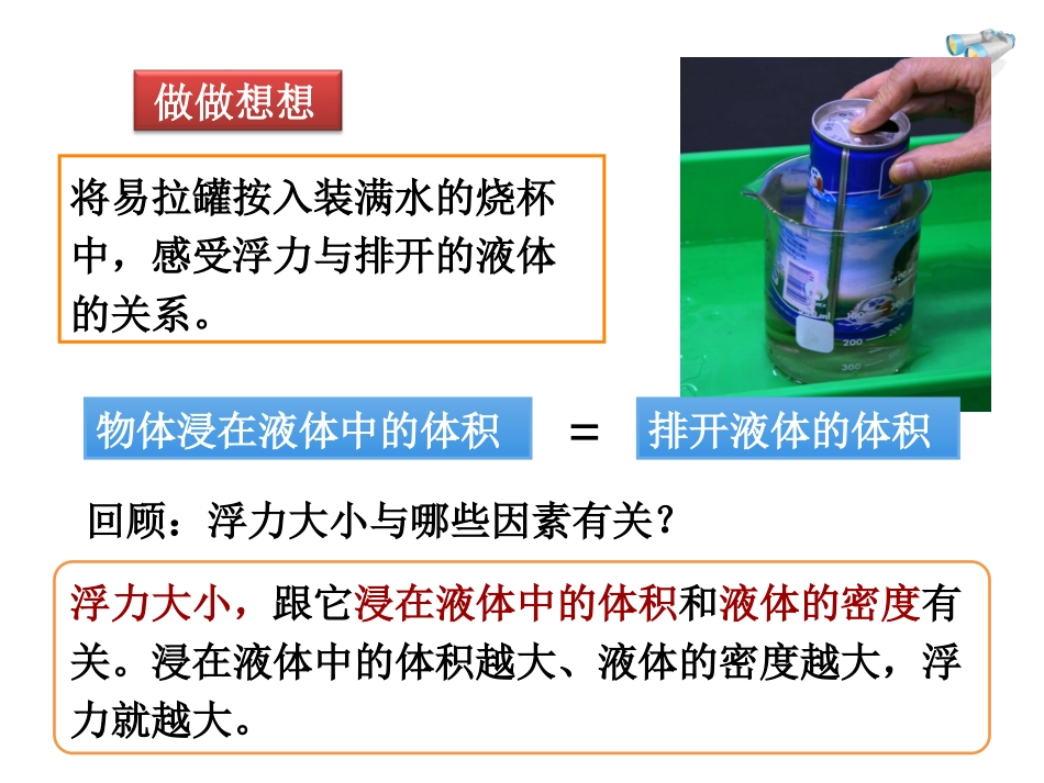 人教版八年级物理下册教学课件：第十章浮力第2节阿基米德原理_第3页