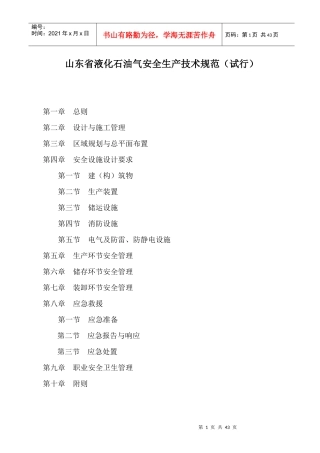 山东省液化石油气安全生产技术规范(试行)