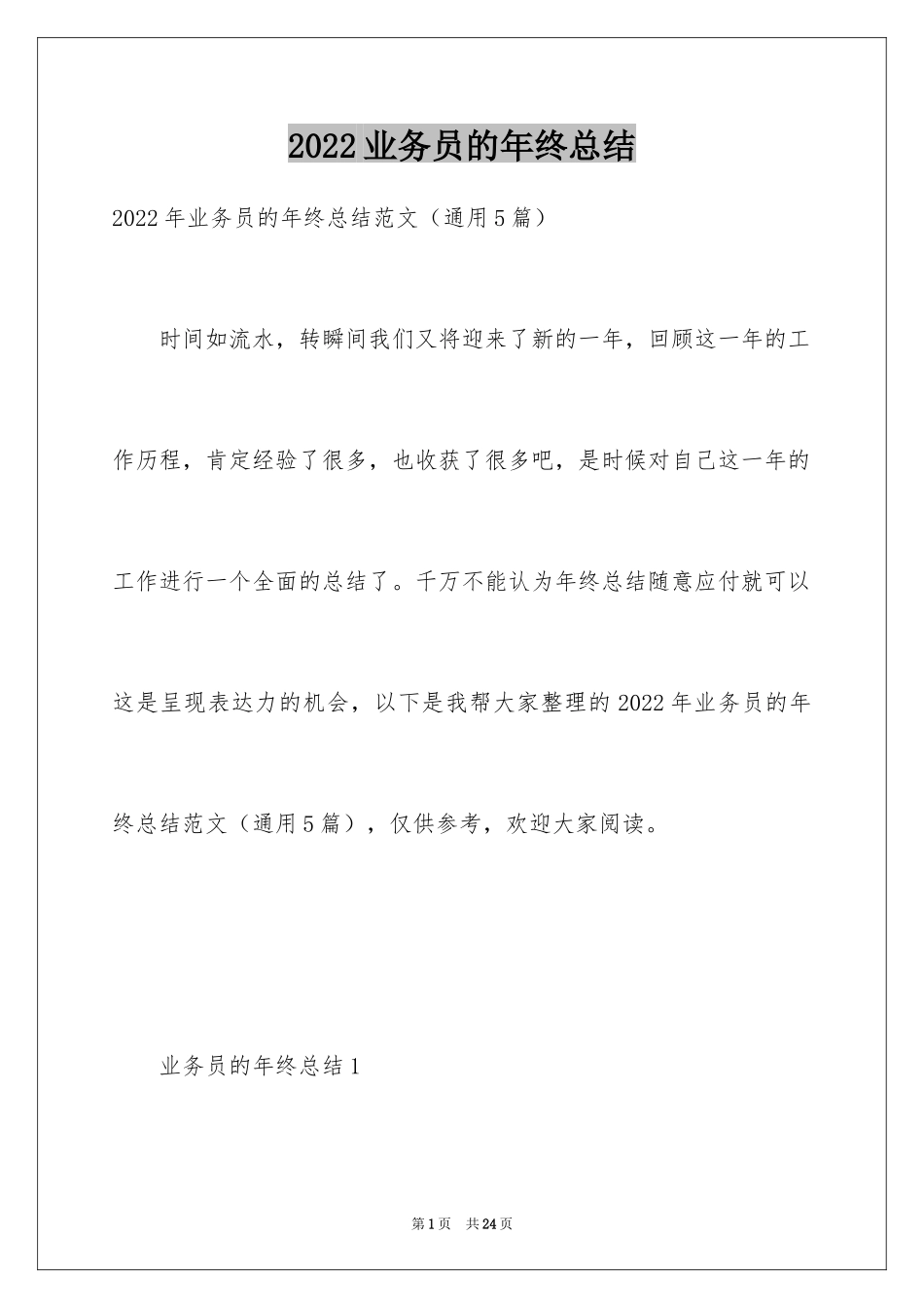 2024业务员的年终总结_第1页