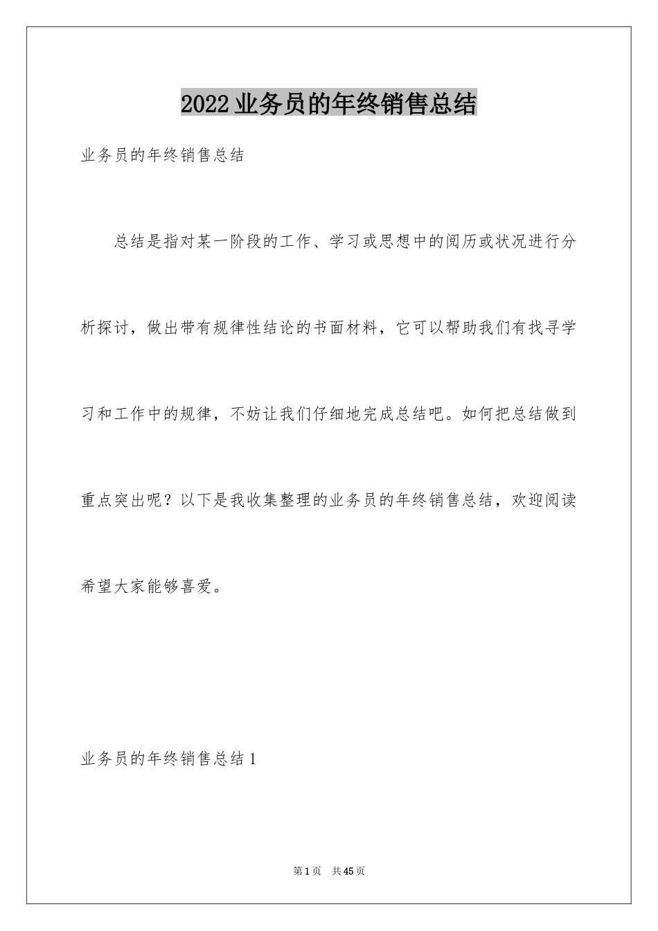 2024业务员的年终销售总结_第1页