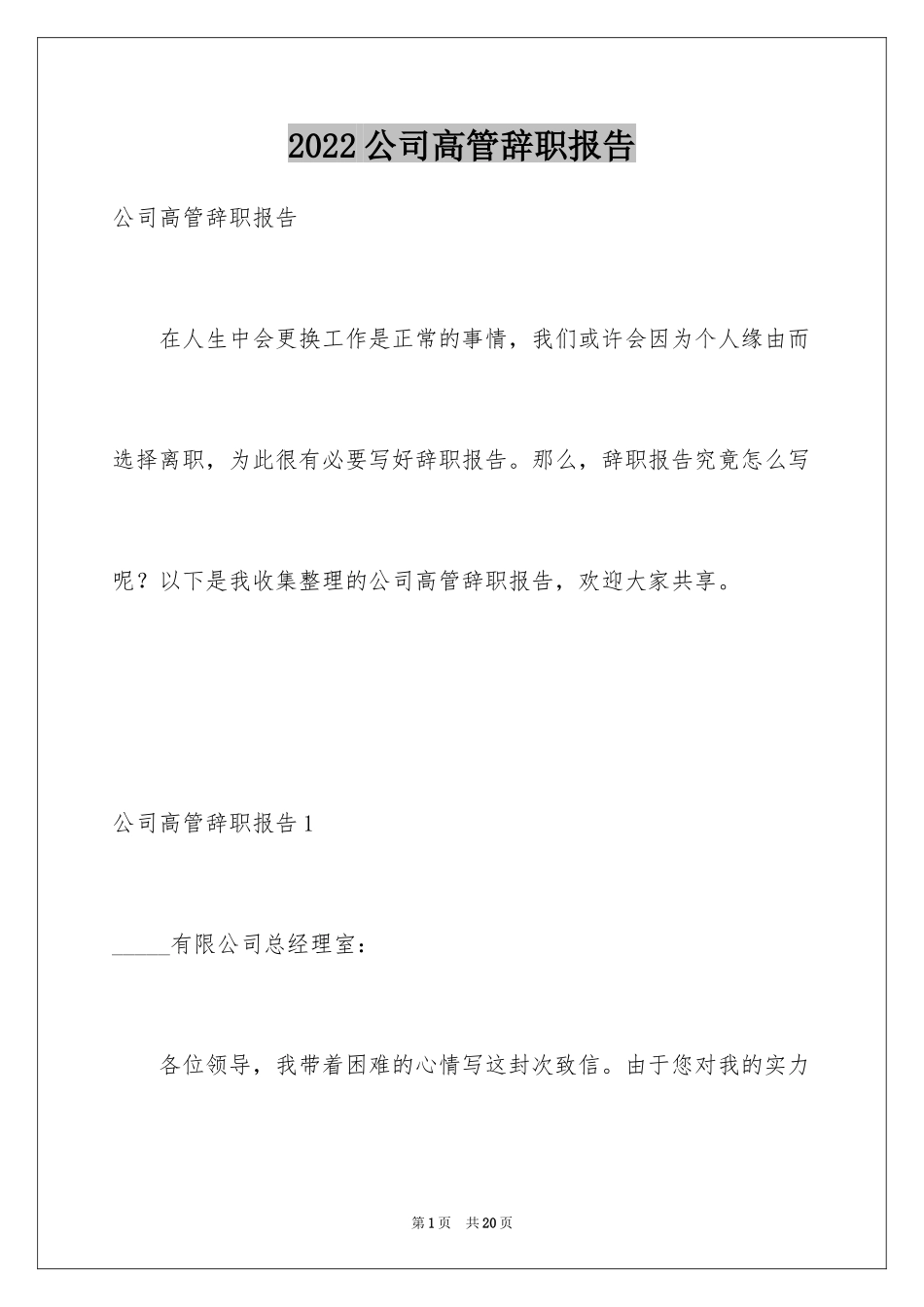 2024公司高管辞职报告_17_第1页