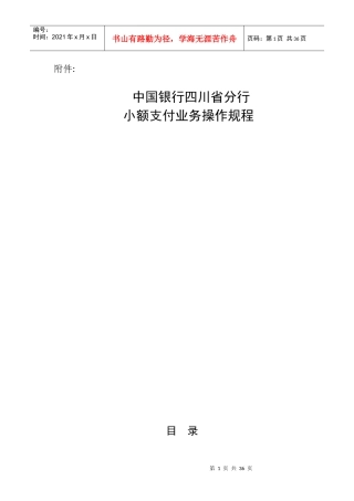 某银行四川省分行小额支付业务操作规程