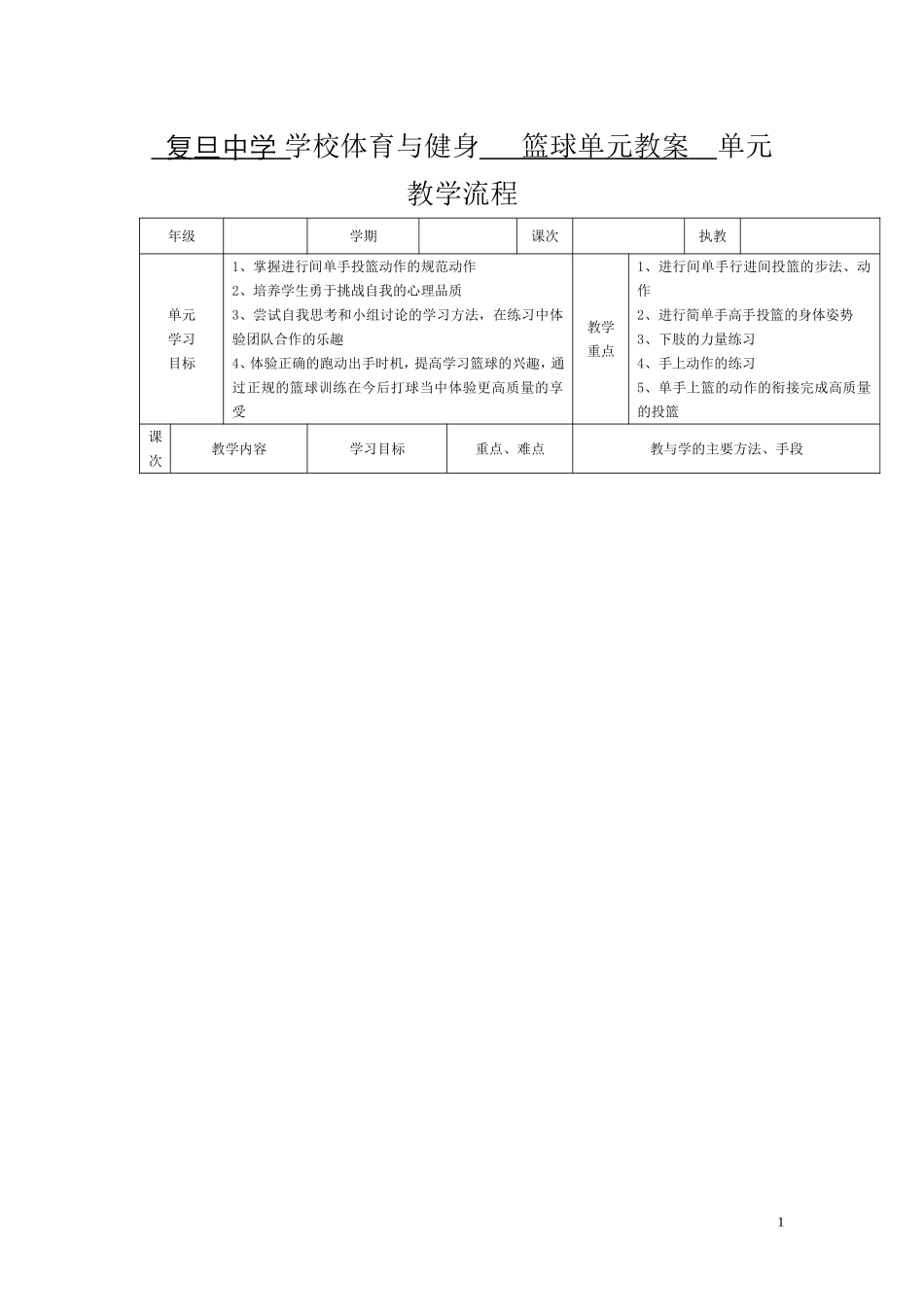 篮球单元教案_第1页