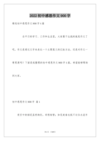 2024初中感恩作文900字