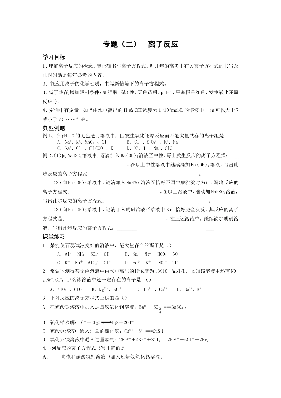 专题（二）离子反应_第1页