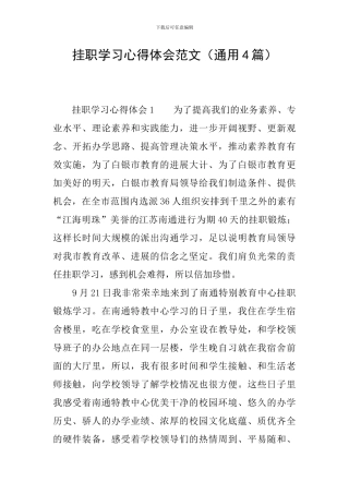挂职学习心得体会范文