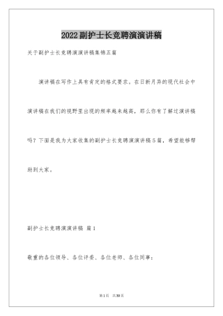 2024副护士长竞聘演演讲稿_1
