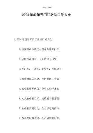 2024年虎年开门红激励口号大全