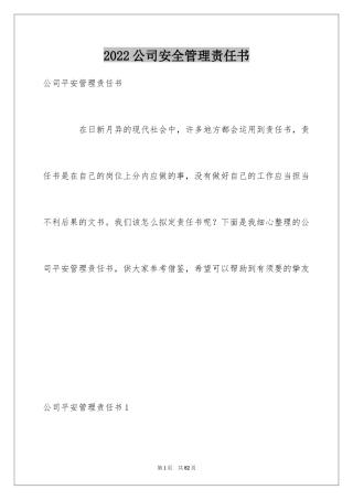 2024公司安全管理责任书