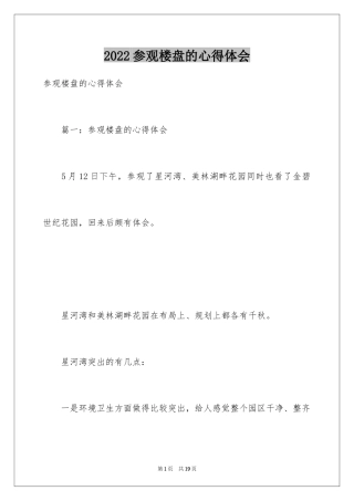 2024参观楼盘的心得体会