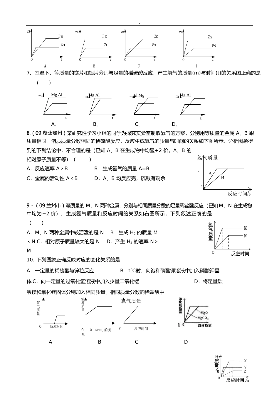(完整版)金属与酸反应图像题_第2页