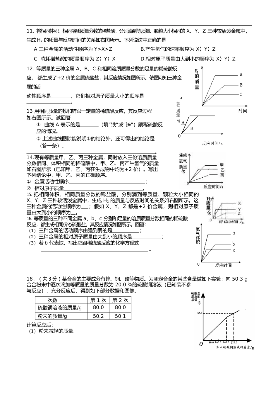 (完整版)金属与酸反应图像题_第3页