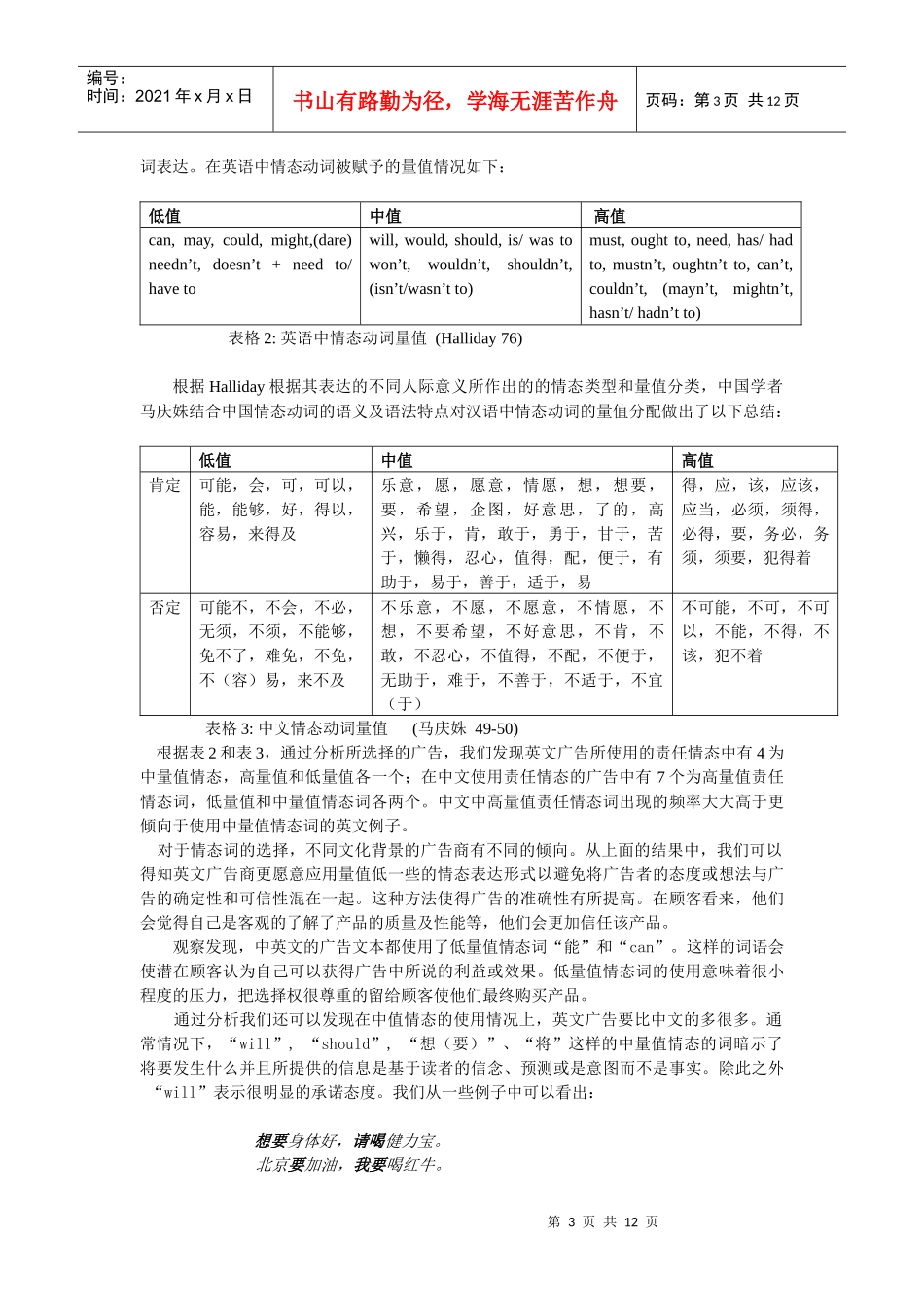中英文广告中责任情态人际意义的对比研究_第3页