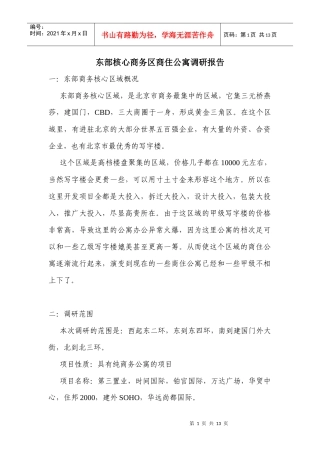 某商务区商住公寓调研报告