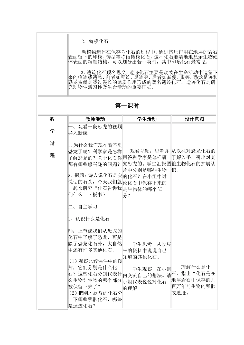 《化石告诉我们什么》教学设计_第2页