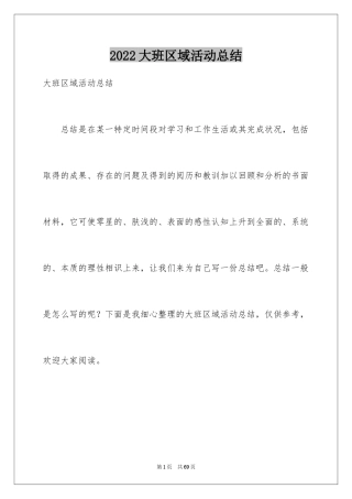 2024大班区域活动总结