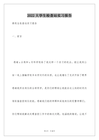 2024大学生检查站实习报告