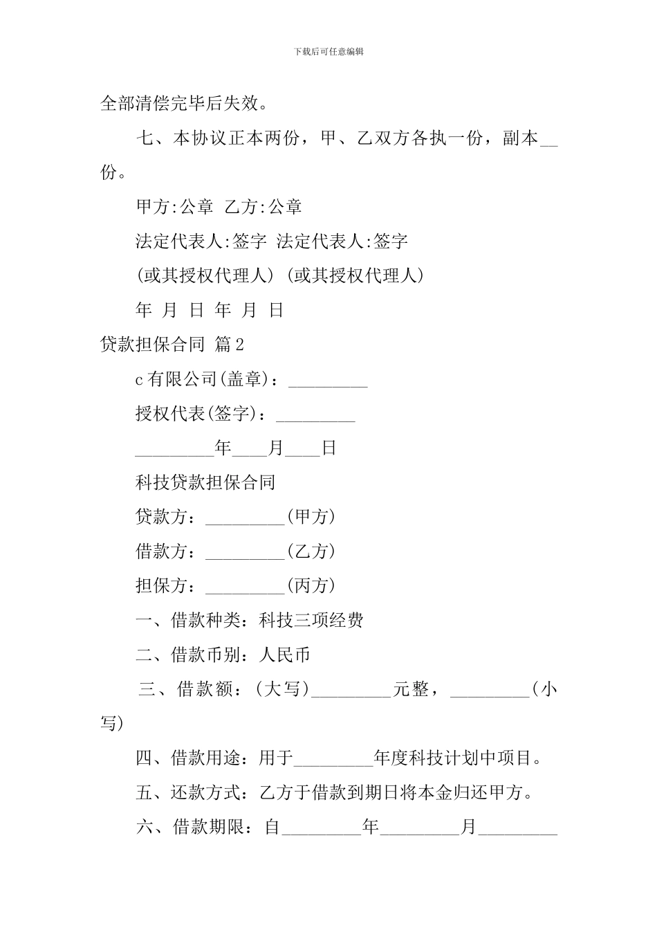 贷款担保合同模板汇编七篇_第2页