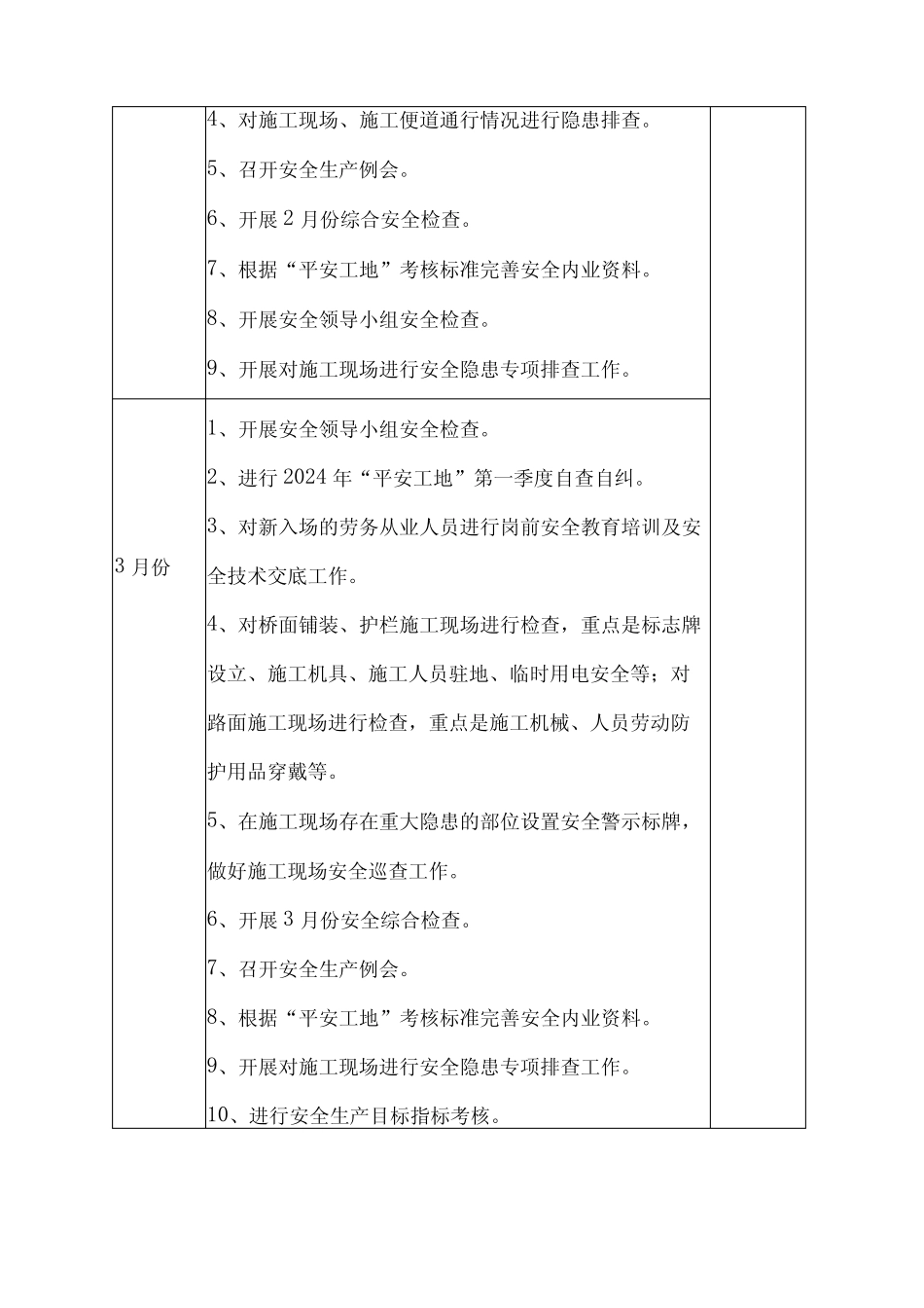 2024年度安全工作计划表1 _第2页