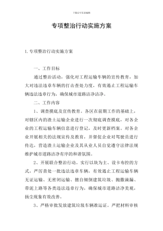 专项整治行动实施方案