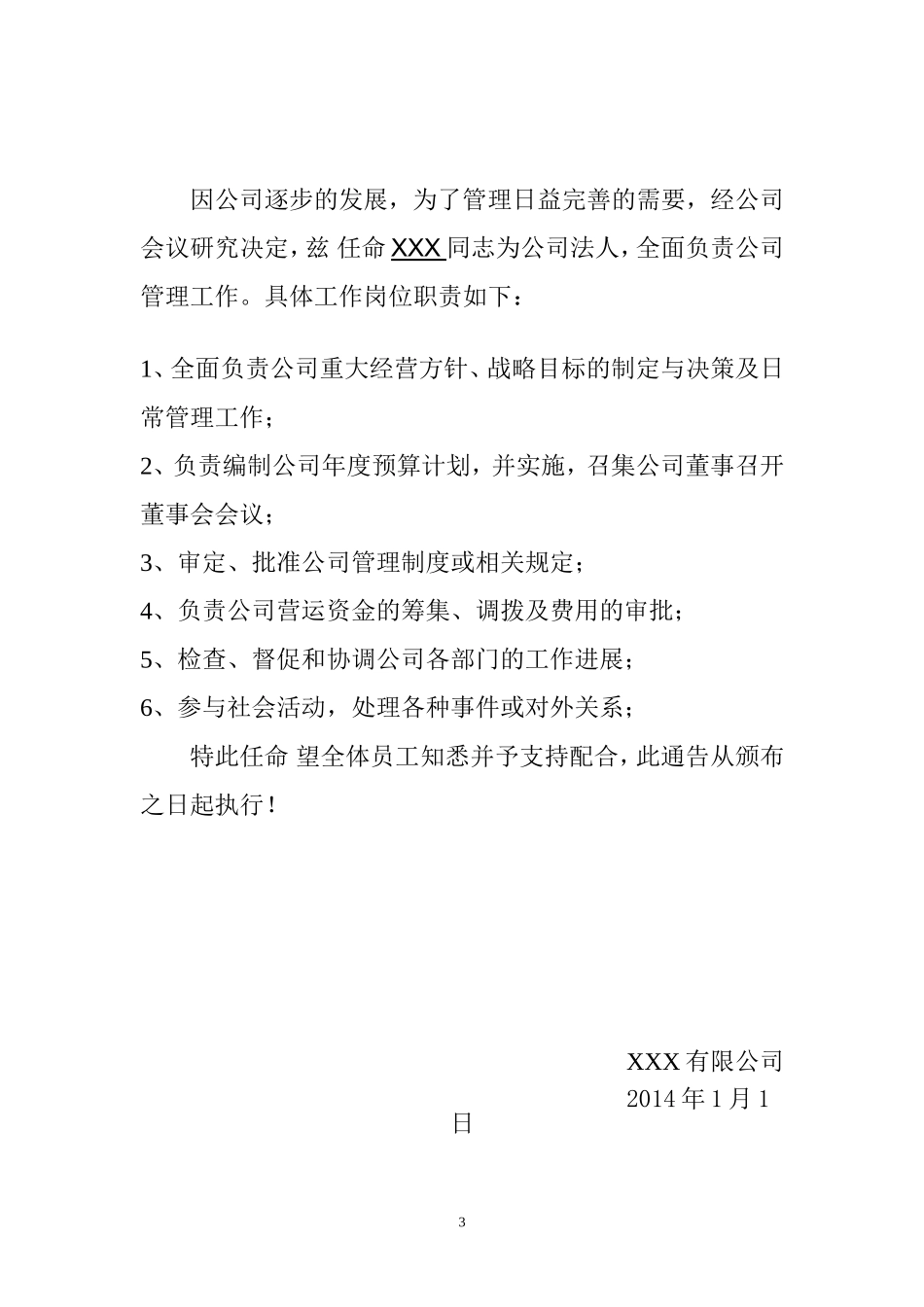 公司人事任命及岗位职责红头文件_第3页