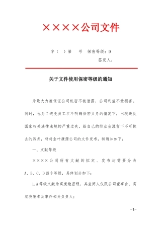 公司文件加密等级(红头文件)