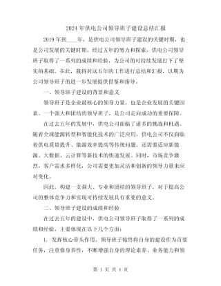 2024年供电公司领导班子建设总结汇报