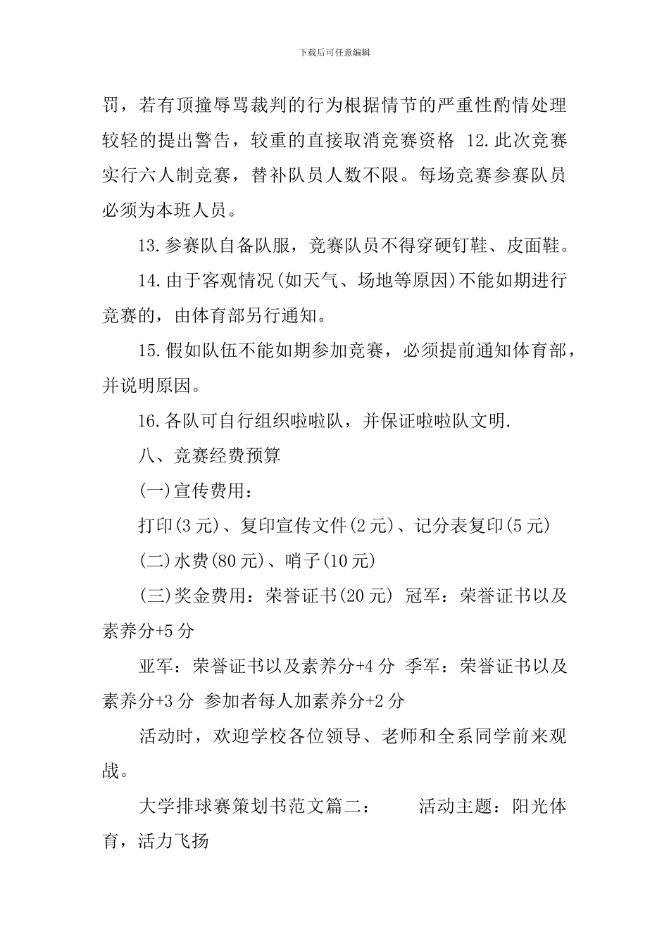 大学排球赛策划书范文_第3页