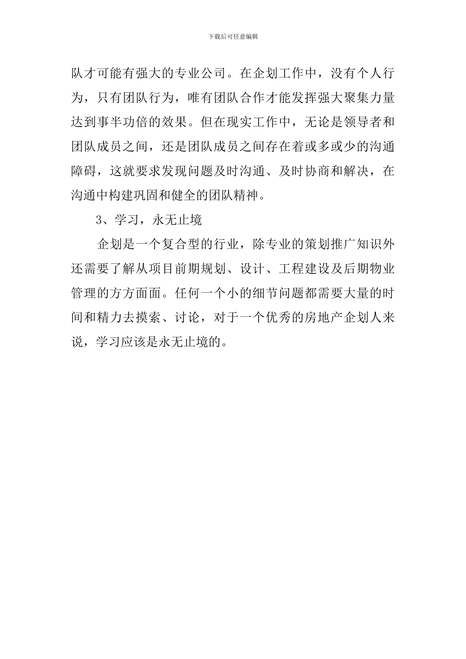 项目策划人员工作总结_第3页