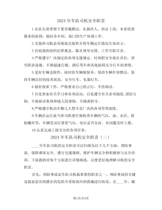 2024年车队司机安全职责(二篇) 