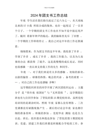 2024年团支书工作总结